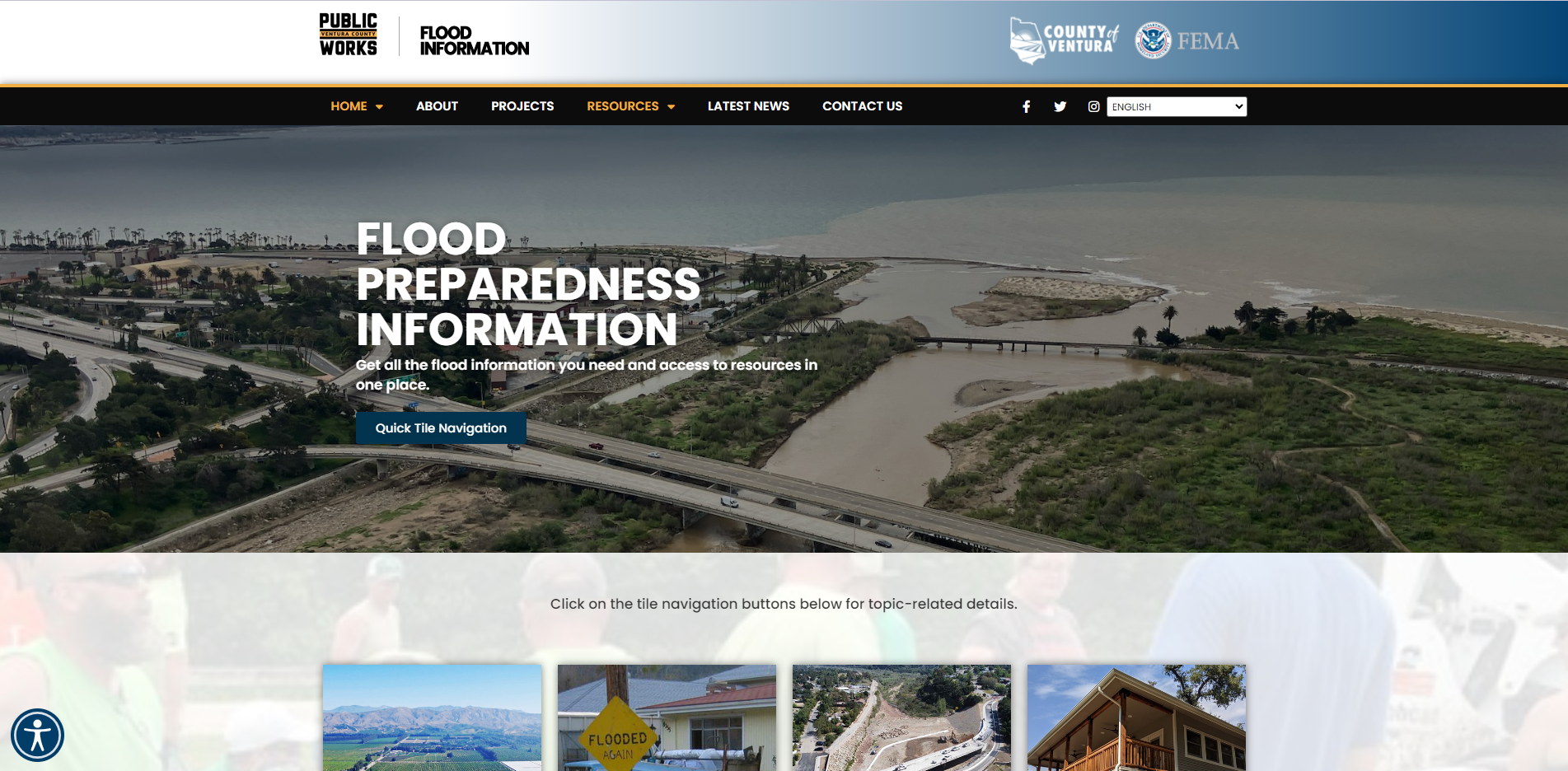 Screenshot of the Ventura County Flood Info website.